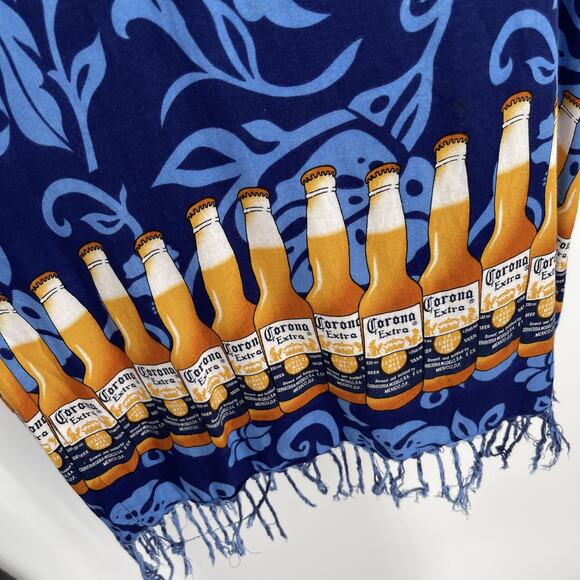 Corona Extra Women's Fringe Accents Tropical Sundress Y2K Size M Blue, Gold - Picture 4 of 10